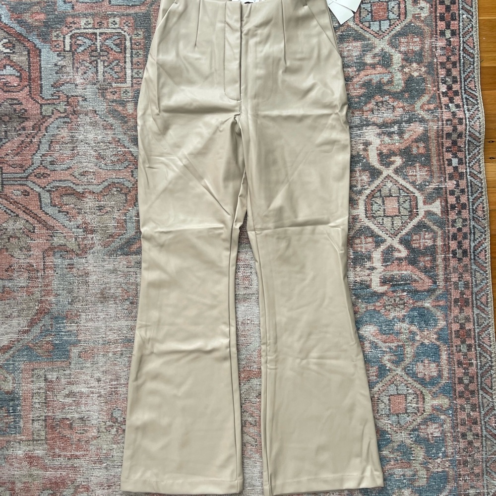 Abercrombie & Fitch Vegan Leather Pants in Beige